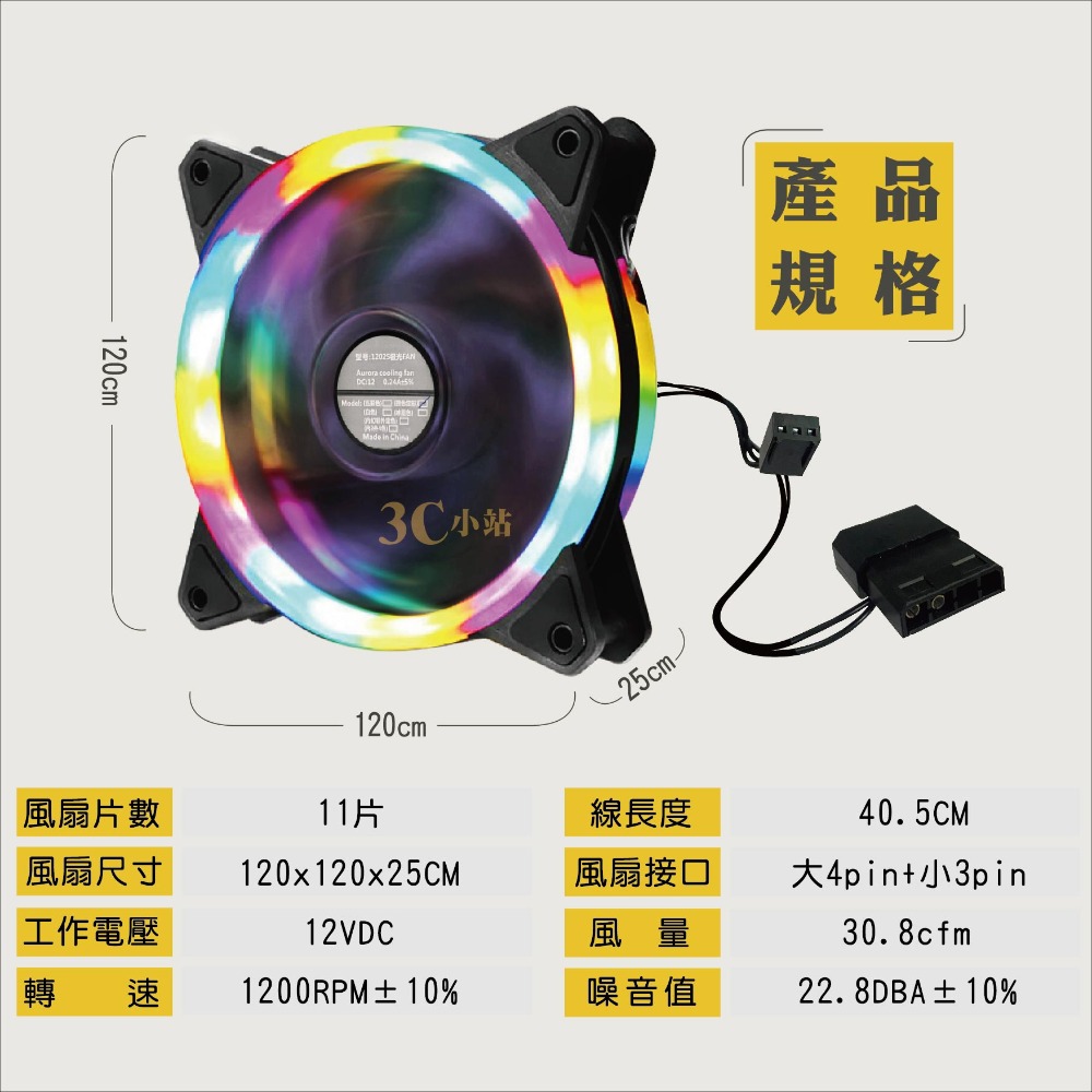 【3C小站】炫彩風扇 散熱風扇 機殼風扇 電腦風扇 靜音風扇 雙光圈 12CM風扇 LED風扇 散熱風扇風扇 風扇-細節圖2