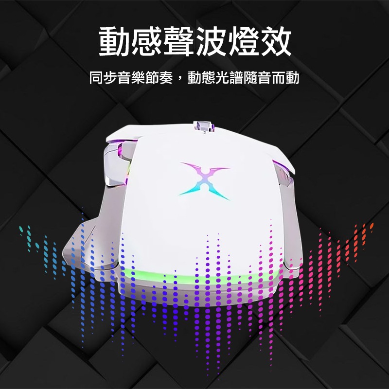 【3C小站】彩光星艦電競滑鼠 電競滑鼠 有線滑鼠 有線電競滑鼠 人體工學 7200DPI 編織線 音樂同步光 電競-細節圖4