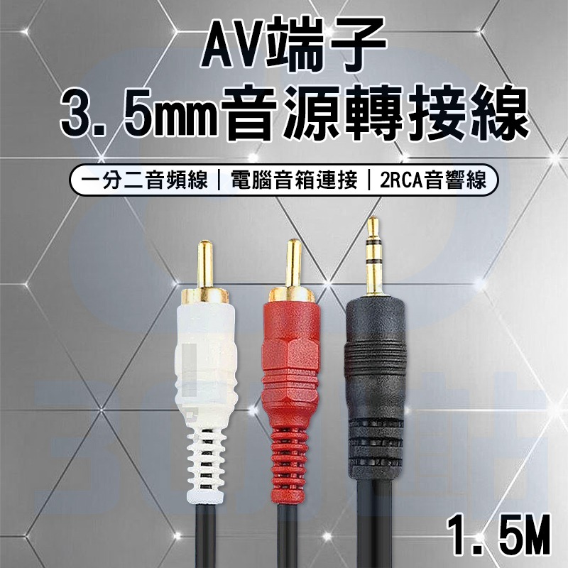 【3C小站】3.5mm轉AV端子 音響線 轉接線 音源線 2RCA 轉換線 1分2 雙蓮花線 AUX 蓮花頭 音響-細節圖2