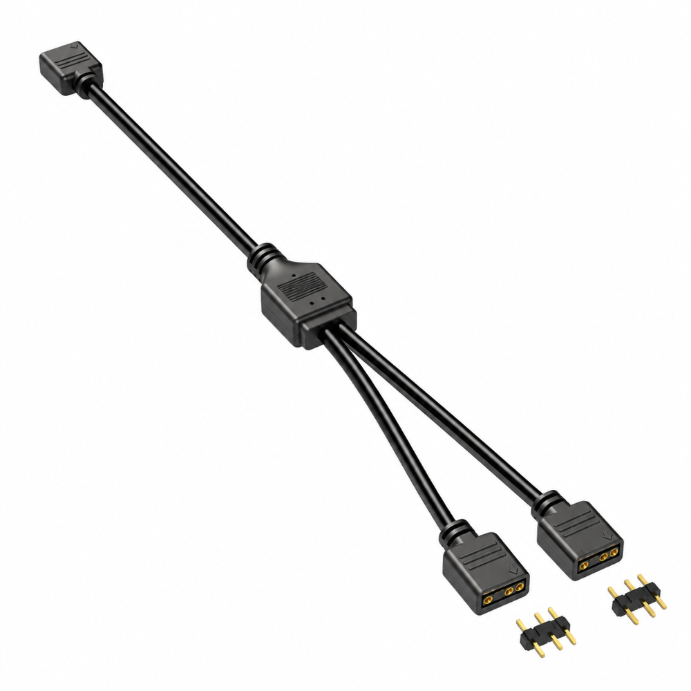 【3C小站】ARGB 5V 3PIN 延長線 1分2 1分3 1分4 RGB 主板 風扇 燈條 馬甲 擴展線 分接線-升級-1分2擴展延長線 黑