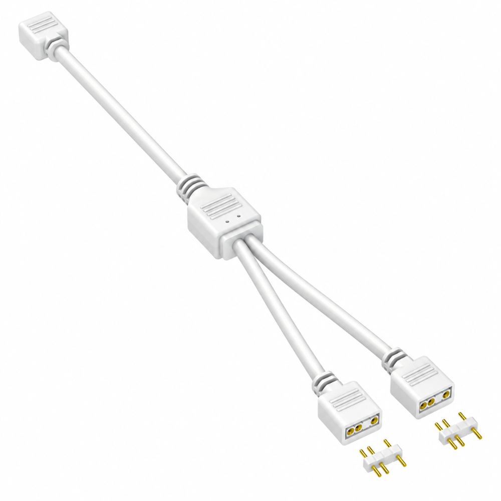 【3C小站】ARGB 5V 3PIN 延長線 1分2 1分3 1分4 RGB 主板 風扇 燈條 馬甲 擴展線 分接線-升級-1分2擴展延長線 白