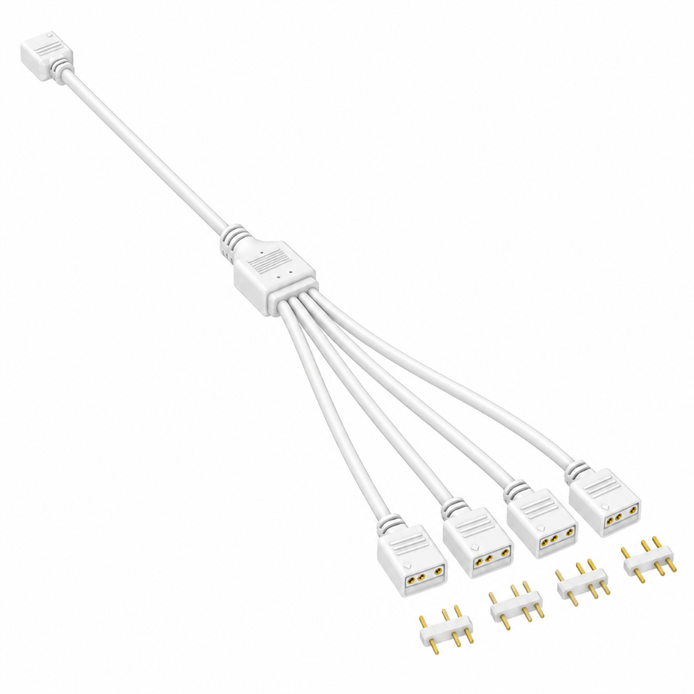 【3C小站】ARGB 5V 3PIN 延長線 1分2 1分3 1分4 RGB 主板 風扇 燈條 馬甲 擴展線 分接線-升級-1分4擴展延長線 白