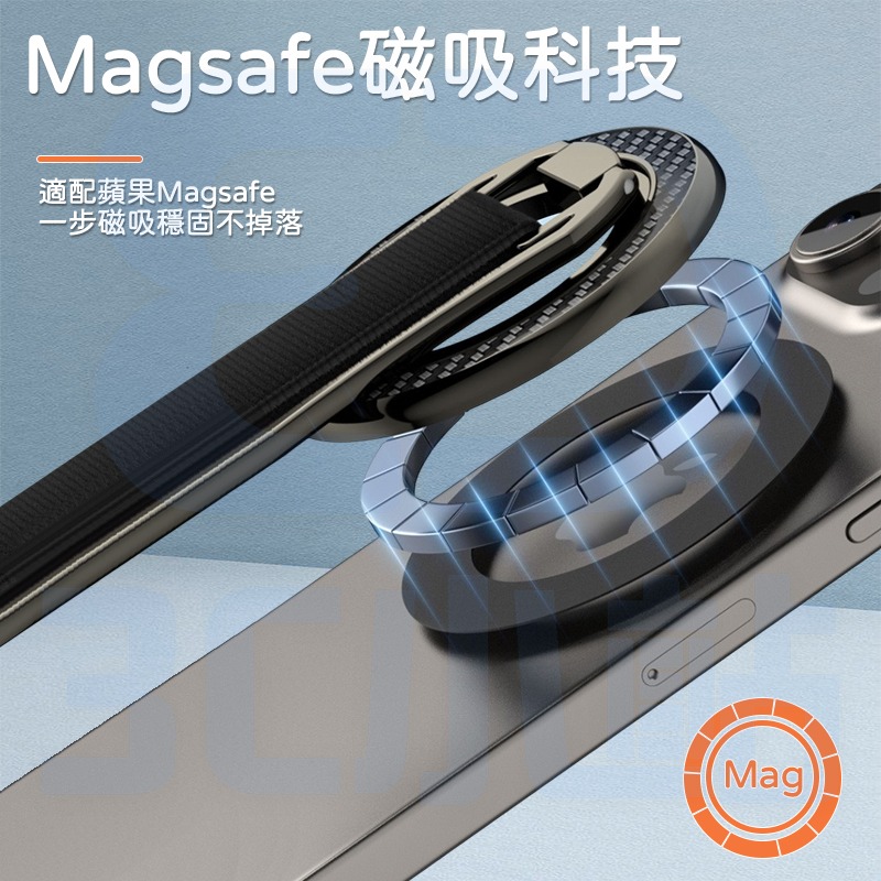 【3C小站】magsafe強磁吸附 磁吸手機支架 魔術貼指環扣 桌面支架 折疊支架 金屬 手機支架 通用支架 旋轉支架-細節圖2