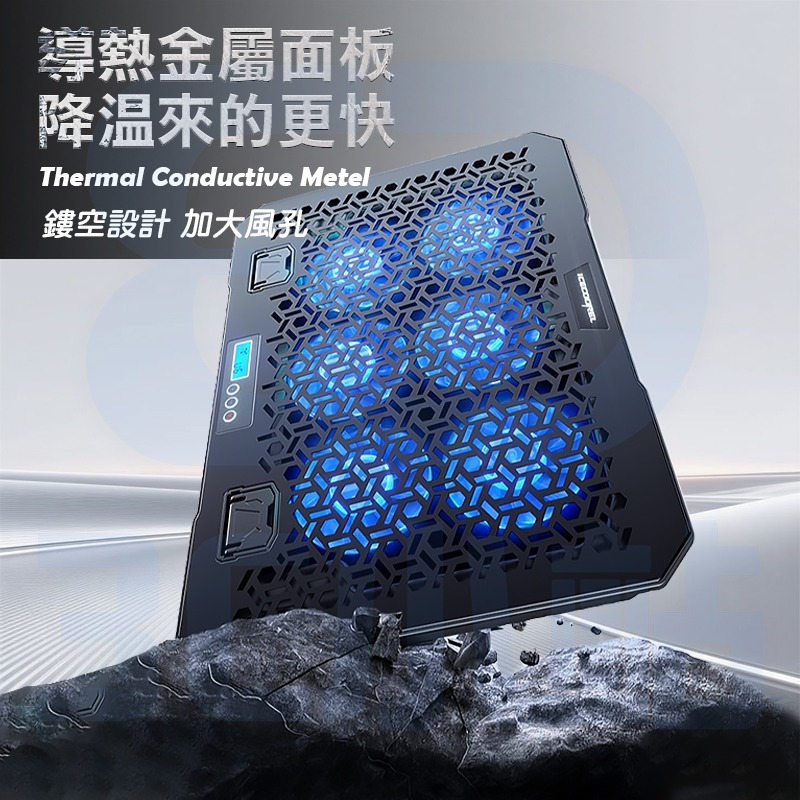 【3C小站】筆電散熱器 靜音筆電風扇 12-17.3吋 電腦支架底座 降溫風扇 2USB 高度調節 液晶顯示 手機支架-細節圖4