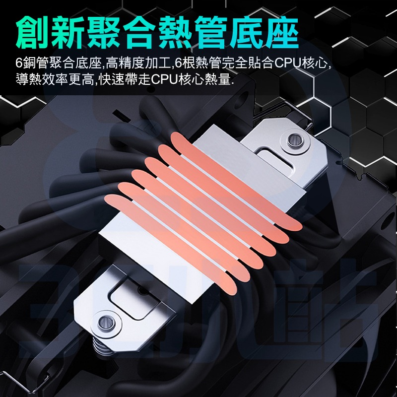 【3C小站】ARGB神光同步 6根銅管風扇 CPU風扇 一體式 雙塔 多平台 贈螺絲刀 高效散熱 INTEL AMD-細節圖3