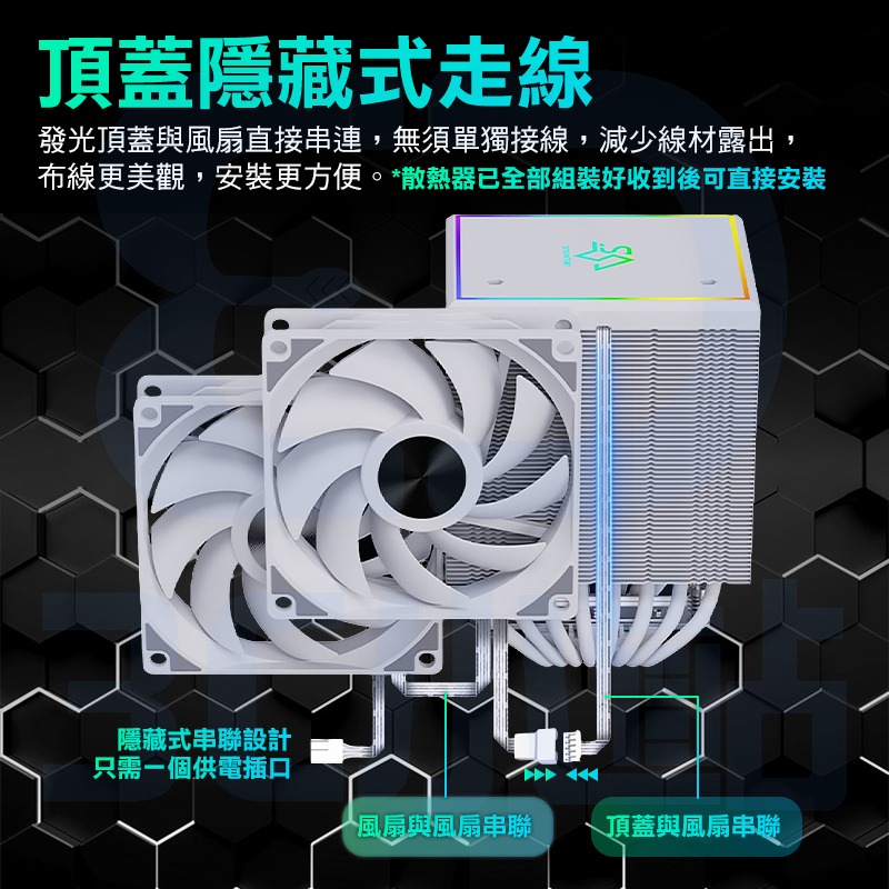 【3C小站】ARGB神光同步 6根銅管風扇 CPU風扇 一體式 雙塔 多平台 贈螺絲刀 高效散熱 INTEL AMD-細節圖7