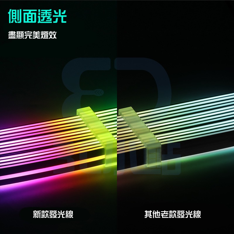 【3C小站】ARGB流光排線 5V3PIN主板線 12+4PIN顯卡線 燈條 電腦裝飾 神光同步 雙面發光 電源發光線-細節圖5
