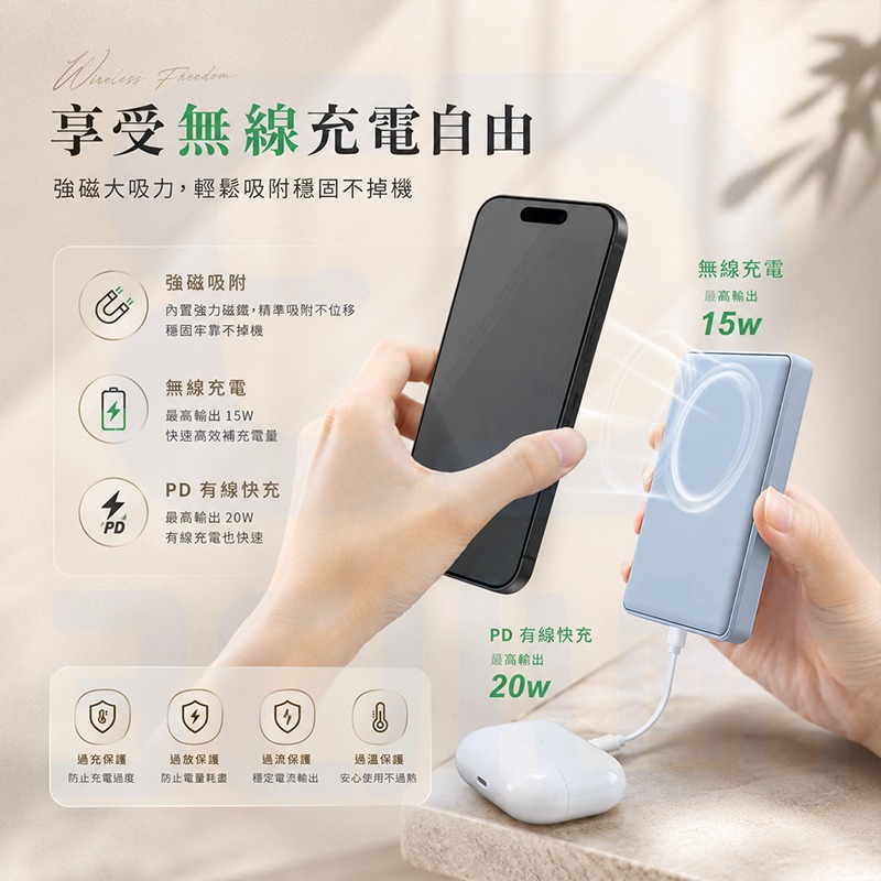【3C小站】超薄磁吸無線充電行動電源支架款 5000mAh 360度旋轉 無線充電 行動電源 行充 快充 支架 磁吸-細節圖4