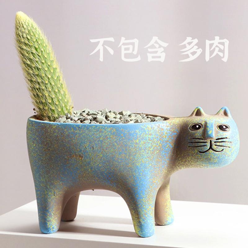 防護包裝【陶瓷貓咪多肉花盆 】淺盆花盆 花盆 貓造型花盆 陶瓷盆 栽培盆 室內盆栽 貓盆栽 仙人掌盆 多肉花盆  花器-細節圖5