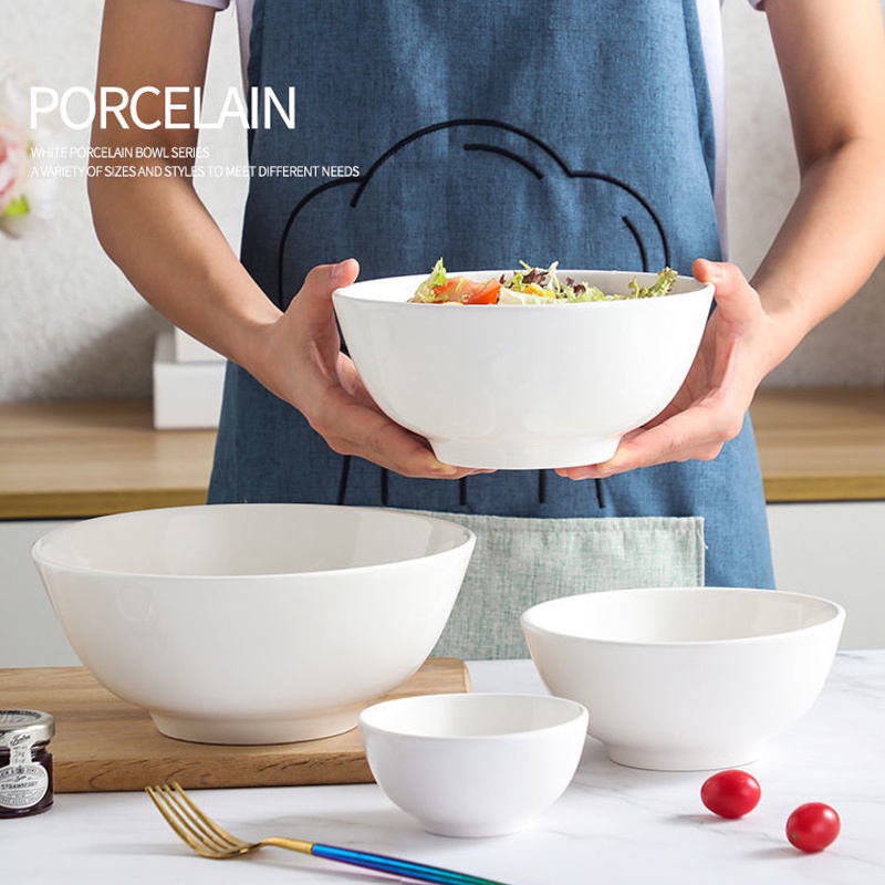 【白瓷飯碗】大號泡麵碗 粥碗 大湯碗 吃飯碗 家用純白碗 醬料碟 飯碗 湯碗 高腳碗 拉麵碗 灰熊SONG-細節圖6