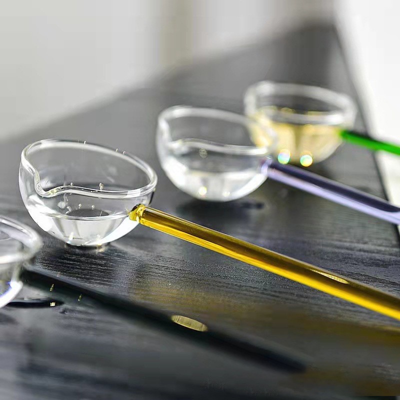 防護包裝【玻璃長湯勺】玻璃勺子 長柄勺子 耐高溫勺子 玻璃勺 分茶勺 長柄茶勺  分茶器 攪拌勺 湯匙 灰熊SONG-細節圖2