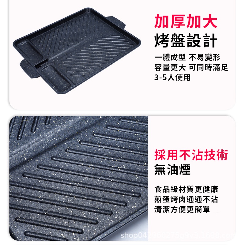 【卡式爐韓式烤肉盤】不沾烤盤 卡式爐烤盤 烤盤 燒烤盤 無煙烤盤 韓國烤盤 烤肉盤 烤肉 露營 野炊用具 灰熊SONG-細節圖7