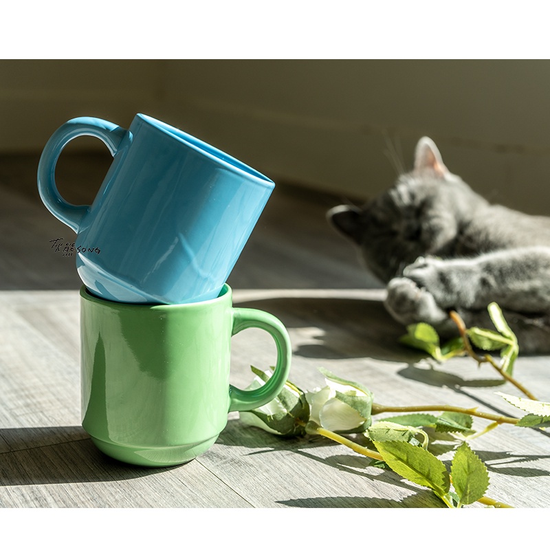 馬卡疊疊陶瓷杯 】陶瓷杯 水杯 可堆疊杯子  雙層陶瓷杯 馬卡杯  ins咖啡杯 馬克杯 加厚陶瓷杯 大容量陶瓷杯-細節圖5