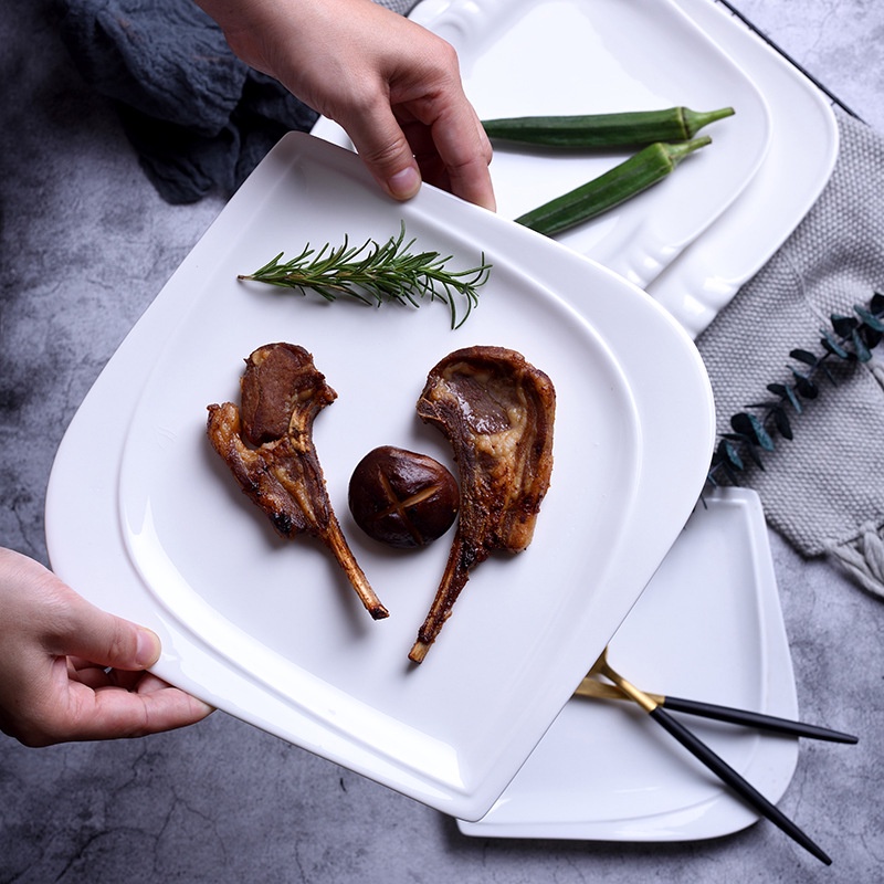 白瓷大眼睛盤子】 陶瓷盤 四方盤 盤子 創藝盤子 異形盤子 餐盤 淺盤 陶瓷餐具 陶瓷碟-細節圖3