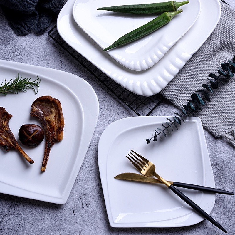 白瓷大眼睛盤子】 陶瓷盤 四方盤 盤子 創藝盤子 異形盤子 餐盤 淺盤 陶瓷餐具 陶瓷碟-細節圖4