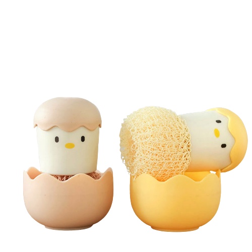 【尼龍纖維清潔刷 雞蛋殼造型】 鋼絲刷 帶柄鍋刷 刷鍋神器 雞蛋殼清潔刷 清潔刷 清潔球 鍋刷 纖維鍋刷-細節圖7