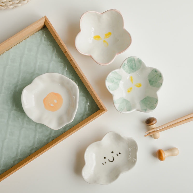 破損包賠【手捏醬料蝶 】 醬料碟  盤子 飾品盤 陶瓷碟 小碟子 碟子 碟 小菜碟 陶瓷盤子-細節圖6