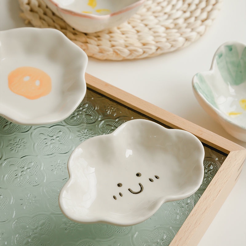 破損包賠【手捏醬料蝶 】 醬料碟  盤子 飾品盤 陶瓷碟 小碟子 碟子 碟 小菜碟 陶瓷盤子-細節圖7