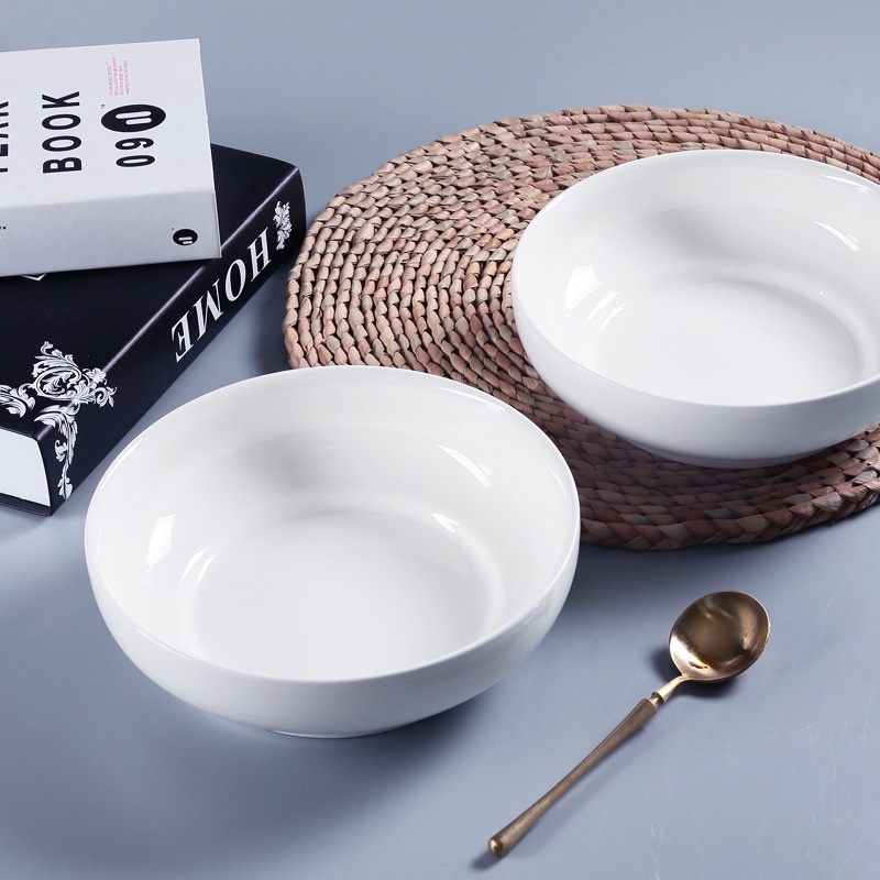 9吋白瓷深湯盤 歐式碗盤  碗盤批發 瓷器圓盤 瓷器湯盤 水果盤沙拉盤   廚房用品 麵盤 菜盤~-細節圖5