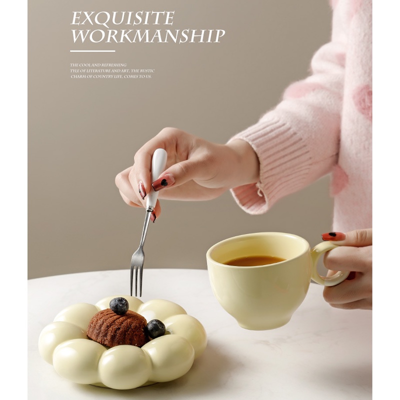 破損包賠【太陽花陶瓷杯碟組 】盤子 杯子 陶瓷杯 白色盤子 陶瓷咖啡杯 早餐杯 盤子組 碟子 碟 陶瓷盤子-細節圖4