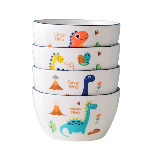 安全包裝【恐龍陶瓷飯碗 】 碗盤 碗 兒童餐具 飯碗 日式碗盤 飯碗  4.5吋碗 恐龍碗 大碗 陶瓷碗-細節圖6