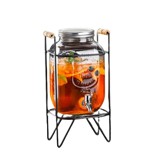 玻璃飲料桶】 梅森風格 果汁桶 飲料桶 果汁瓶 啤酒桶 泡酒瓶 雞尾酒桶 飲水玻璃桶-細節圖7