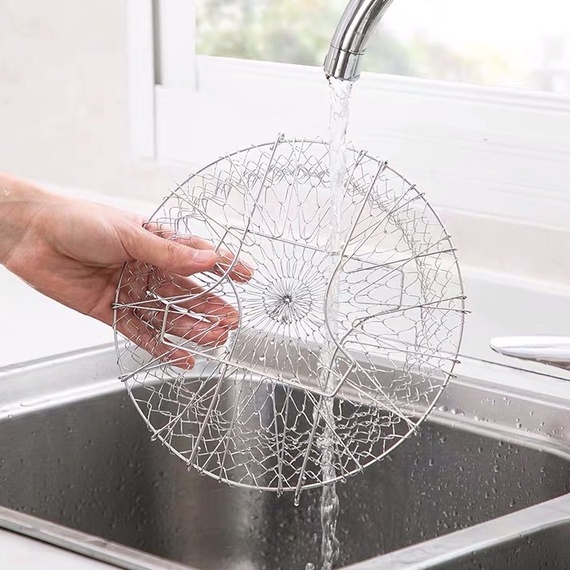 【折疊不鏽鋼油炸籃】伸縮摺疊油炸籃 炸框 瀝水籃 瀝油網 沥水篮  炸筐 家用炸薯條籃 摺疊炸物籃-細節圖2