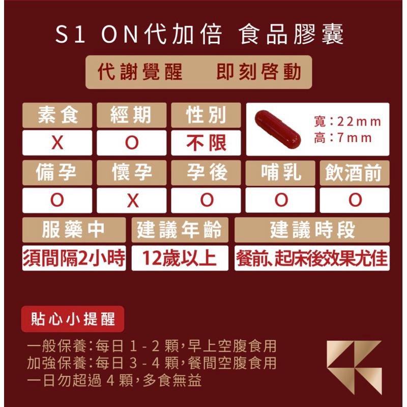 ❤️ K.C WIN-WIN ❤️ S1 ON 代加倍 膠囊食品 60/瓶-細節圖7