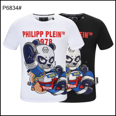 PP潮牌菲利普·普萊茵 新款PP男生衣著PHILIPP PLEIN字母個性印花熊貓燙鑽短袖