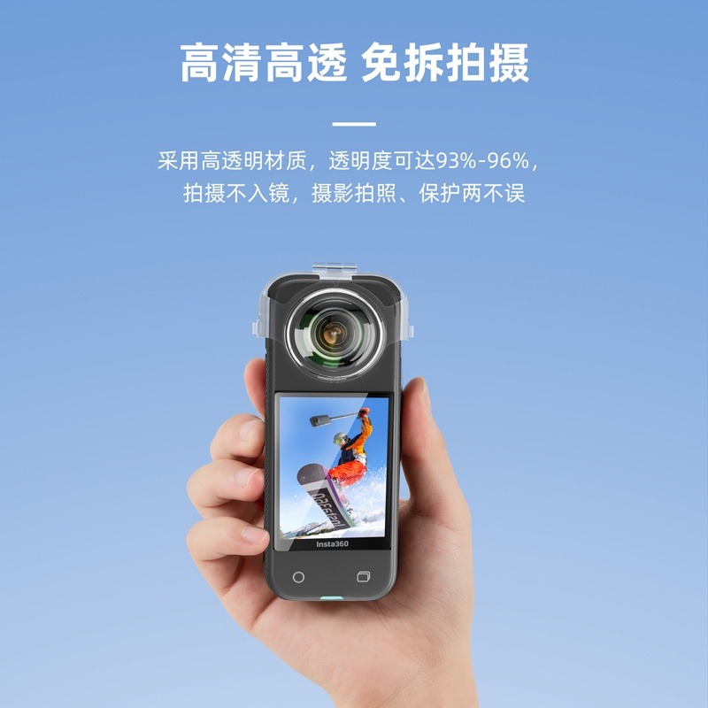 STARTRC Insta360 X3全景鏡頭保護罩 透明鏡頭蓋 高清高透 全面保護 防水防刮-細節圖4