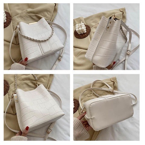 🖤現貨🖤 2022新款女手提小包包女潮復古女包春夏季洋氣石頭紋側背包斜挎水桶包女-細節圖6