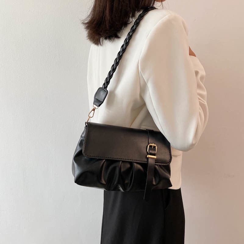 💞 時尚側背包女士簡約休閒側背包腋下包手提包手提袋餃子包-細節圖9