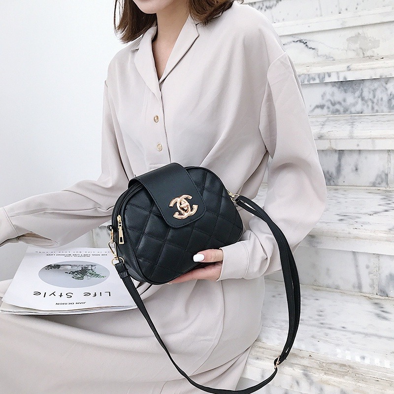 小香風女包百搭菱格斜挎包韓版軟皮時尚多隔層肩背包小圓包女包-細節圖2