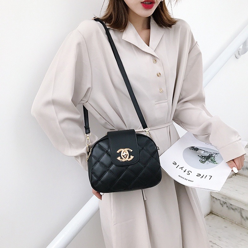 小香風女包百搭菱格斜挎包韓版軟皮時尚多隔層肩背包小圓包女包-細節圖3