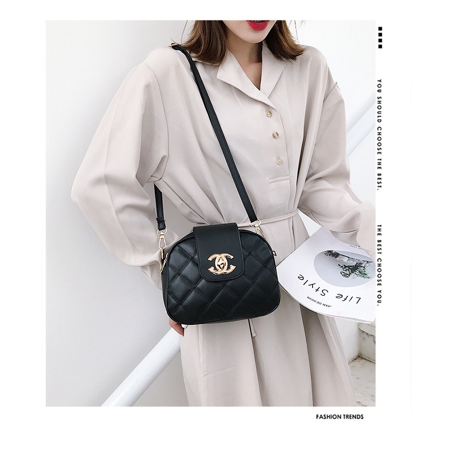 小香風女包百搭菱格斜挎包韓版軟皮時尚多隔層肩背包小圓包女包-細節圖4