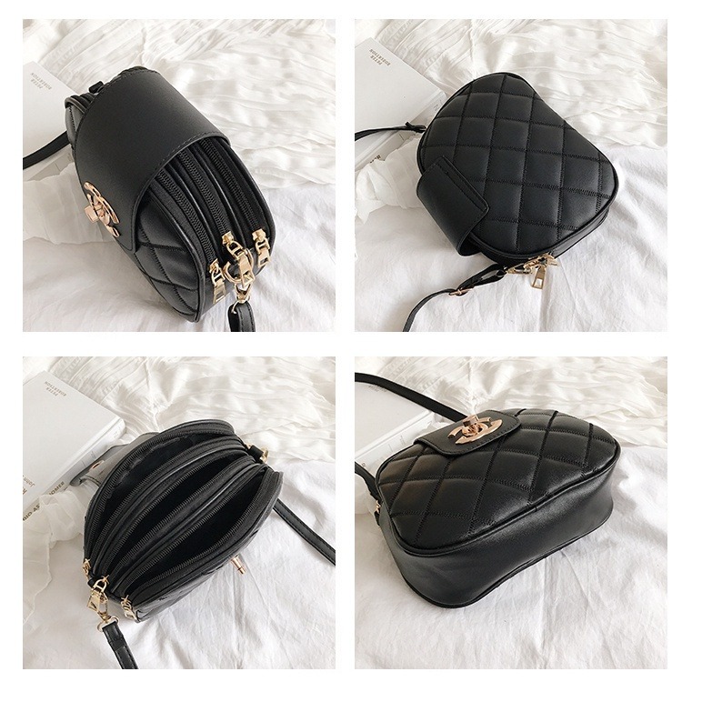 小香風女包百搭菱格斜挎包韓版軟皮時尚多隔層肩背包小圓包女包-細節圖5