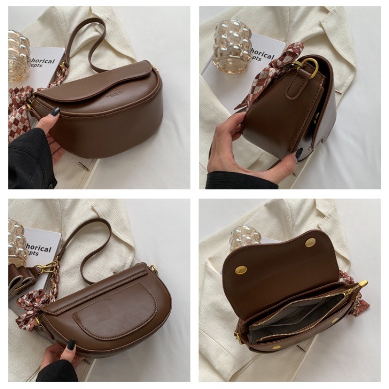 小包包女 流行高級質感時尚斜背包便宜包包 復古馬鞍包 女生斜背包-細節圖7