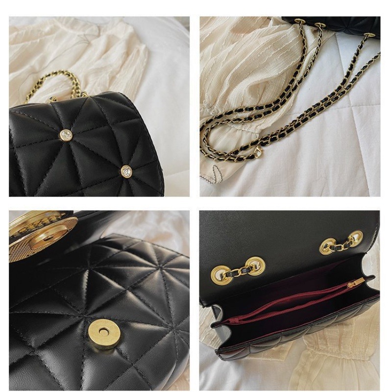 簡約包包女生 時尚菱格單肩斜挎手拎包包簡約實用女包小方包-細節圖9