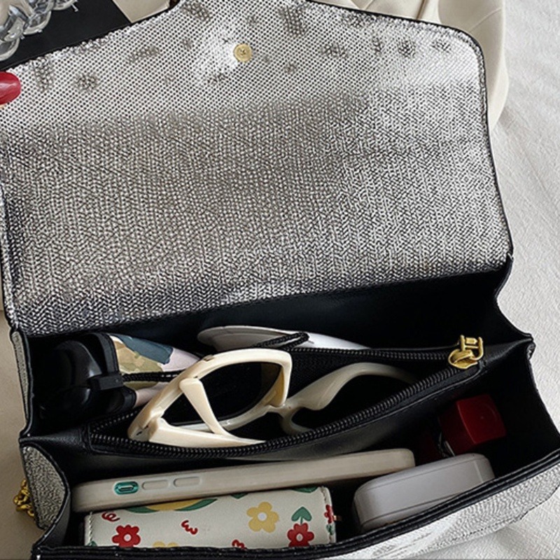 女生側背包斜背包時尚包包質感包包蛇紋斜背包金屬韓國包包-細節圖9