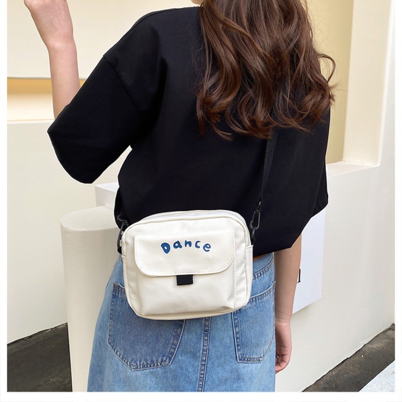 帆布包大容量斜背包女ins尼龍斜背包日系休閒橫款女生斜背包側背包-細節圖2