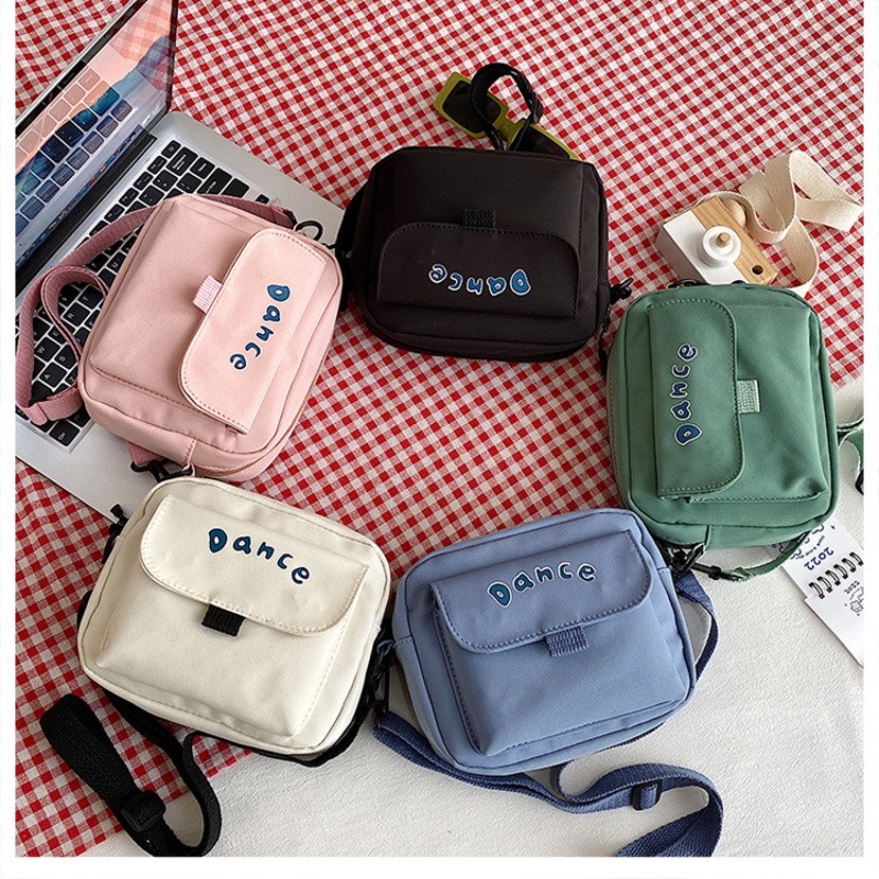 帆布包大容量斜背包女ins尼龍斜背包日系休閒橫款女生斜背包側背包-細節圖5