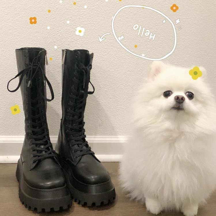 長靴女2021秋冬新款馬丁靴厚底機車靴長筒騎士靴不過膝高筒靴子潮-細節圖3