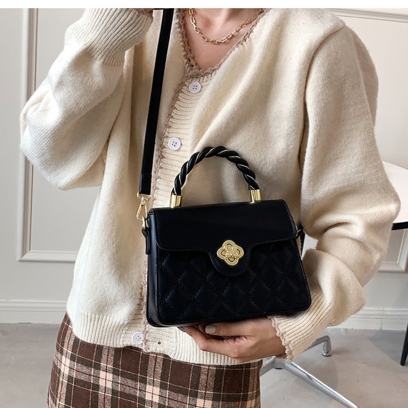 女生斜背包側背包小包包上班包包通勤百搭斜背包復古手提小方包-細節圖2