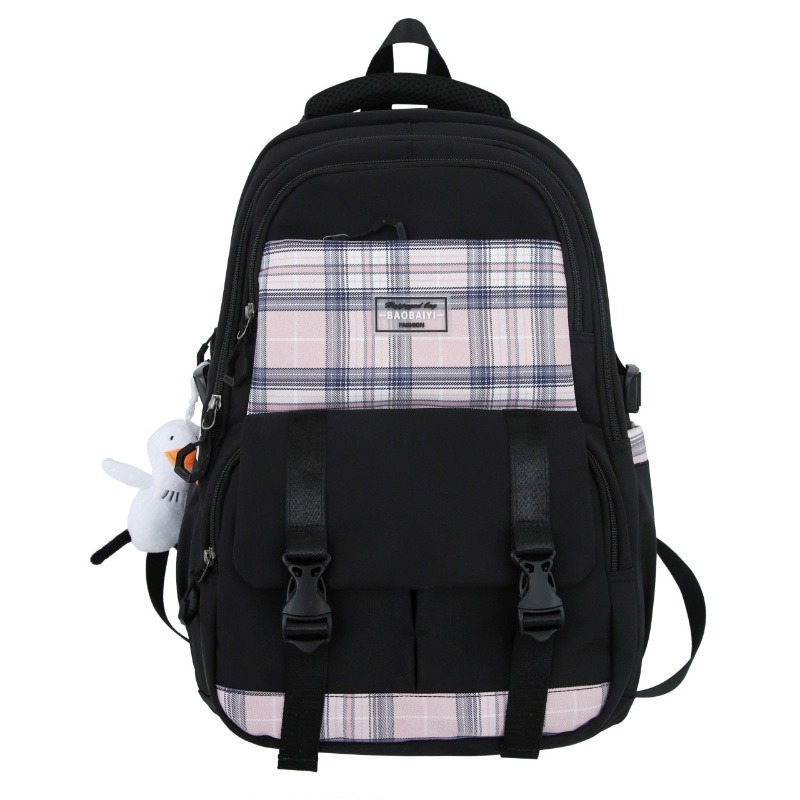 後背包雙肩背包學生背包大容量初高中女書包簡約學院風書包-細節圖6