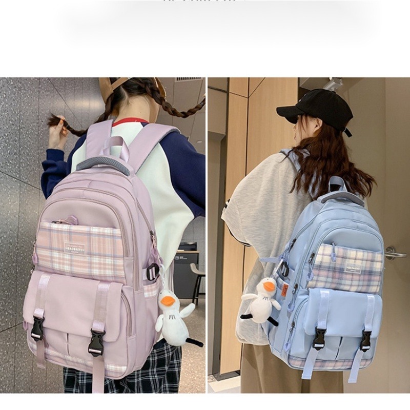 後背包雙肩背包學生背包大容量初高中女書包簡約學院風書包-細節圖8