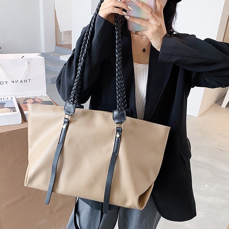 帆布袋大容量托特包時尚包包手提女包斜背包腋下百搭托特包手拎包包-細節圖3