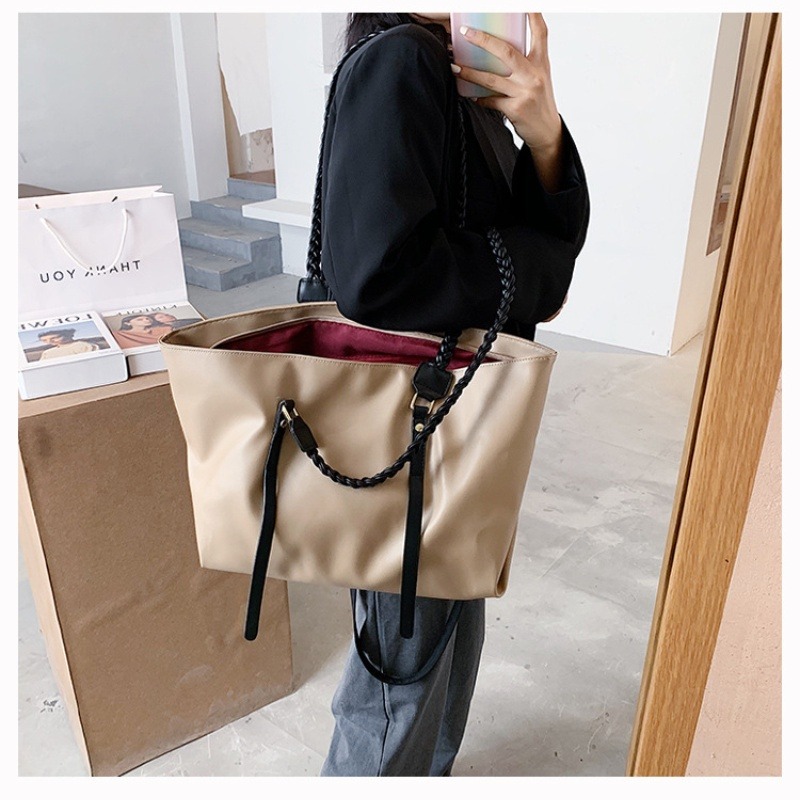 帆布袋大容量托特包時尚包包手提女包斜背包腋下百搭托特包手拎包包-細節圖5