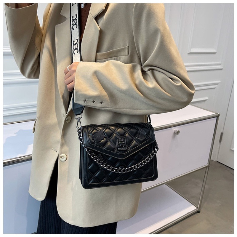 女生斜背包側背包女包鏈條肩帶斜背包斜挎小方包黑色包包女生上班-細節圖4