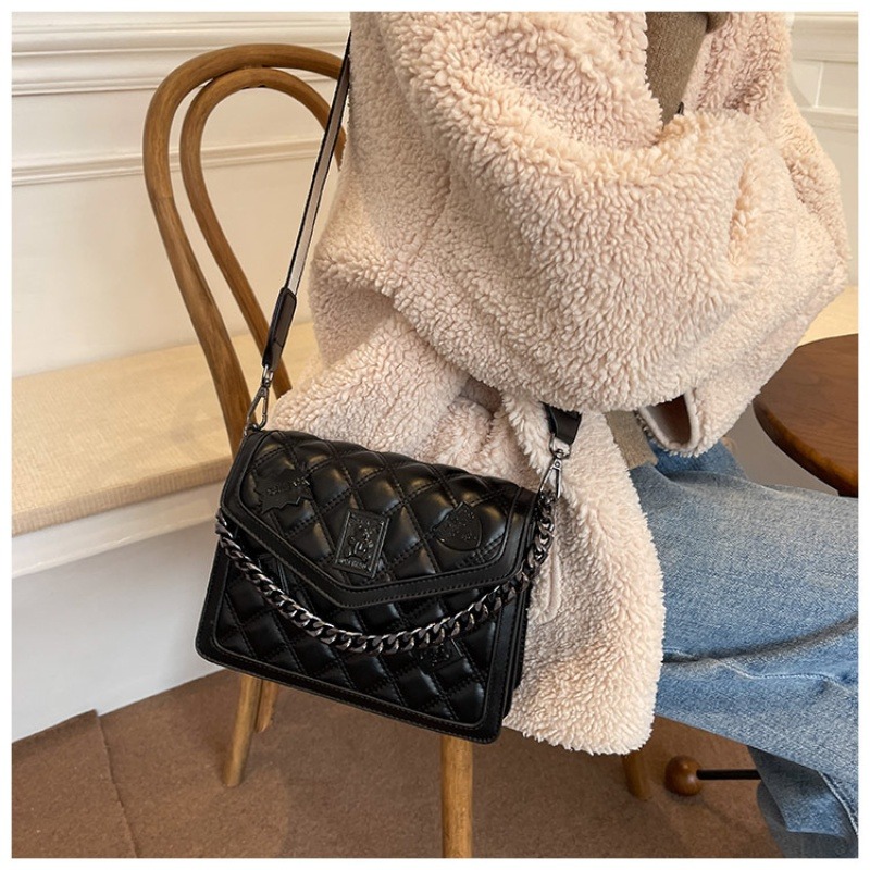 女生斜背包側背包女包鏈條肩帶斜背包斜挎小方包黑色包包女生上班-細節圖5