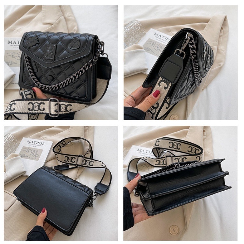 女生斜背包側背包女包鏈條肩帶斜背包斜挎小方包黑色包包女生上班-細節圖6